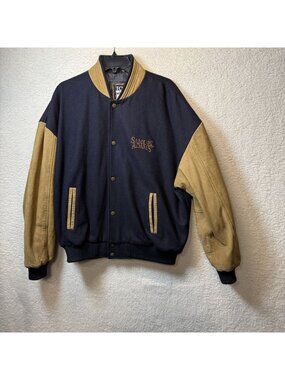 Vintage Samuel Adams Varsity Bomber Jacket XL Wool Blend Suede Beer Promo